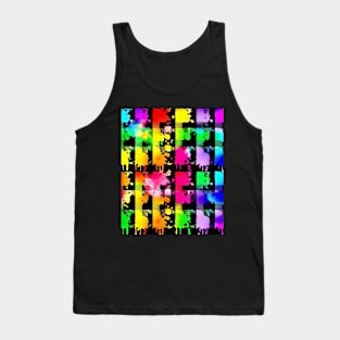 paint splattered checkered design rainbow colored Tank Top